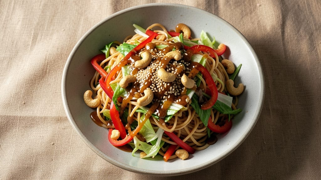 Asian Fusion Salad Recipe: Crispy Rice Noodles With Spicy Peanut Dressing