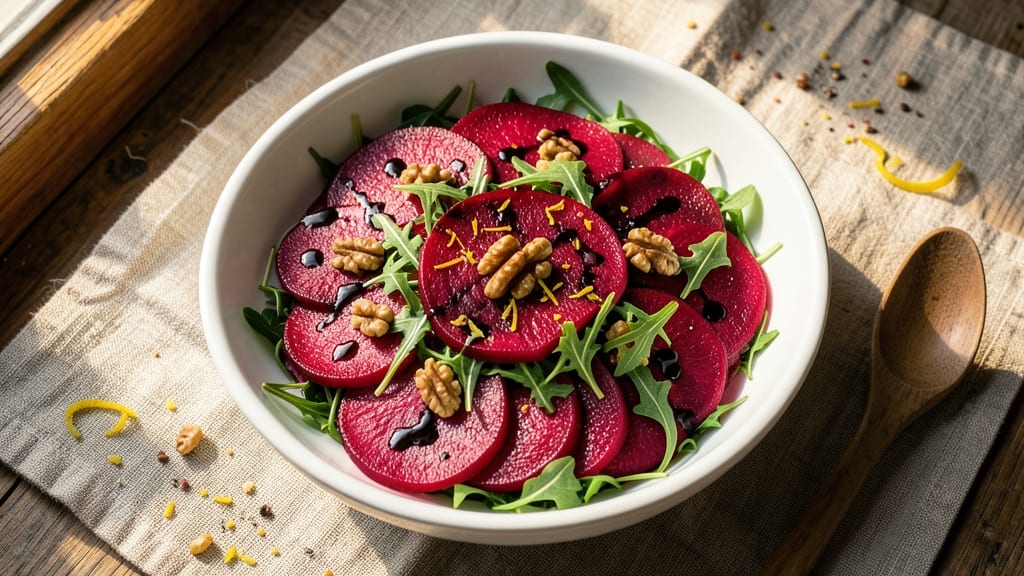 Beetroot Carpaccio Salad Recipe: Earthy Sweetness with Crispy Walnut Crunch
