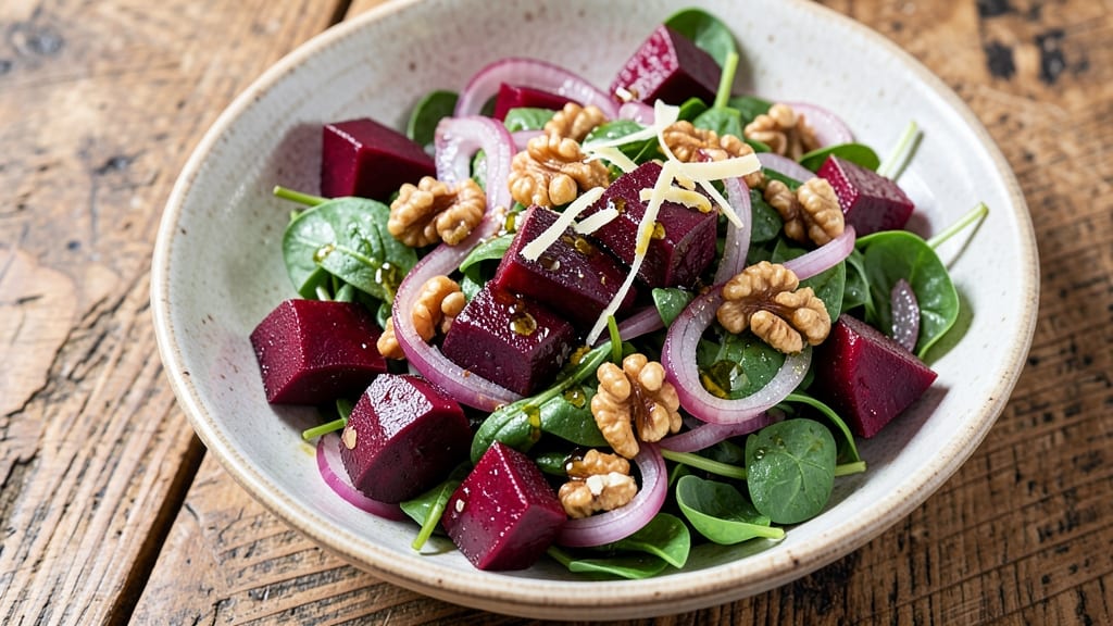 Beet and Red Onion Salad Recipe: Earthy Sweetness With Crisp Walnut Topping