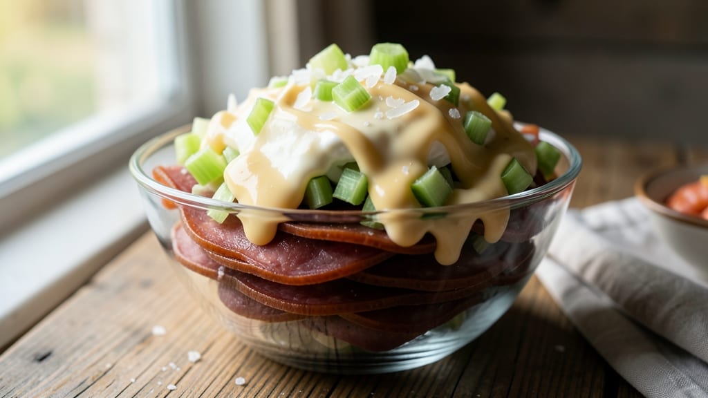 Bologna Salad Recipe for Sandwiches: No-Mayo Creaminess With Celery and Onion Bite