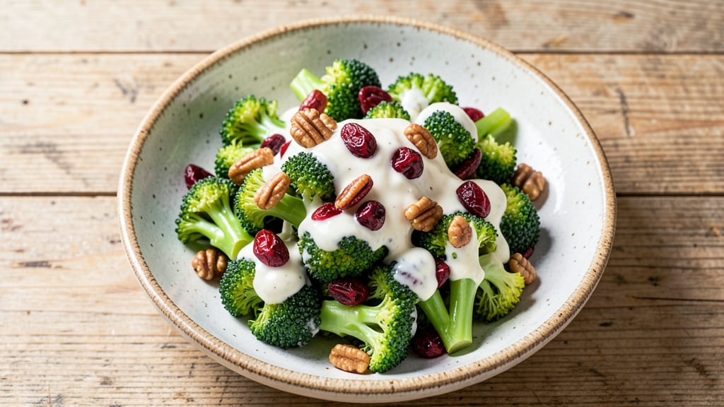 Broccoli Salad Recipe with Cranberries and Pecans: Sweet-Tart Crunch Meets Creamy Herb Bliss