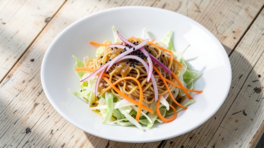 Asian Coleslaw Salad Recipe with Ramen Noodles: Crunchy Noodles Meet Sweet-Spicy Vinaigrette