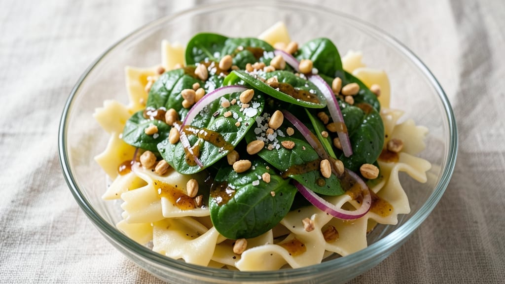 Bow Tie Pasta Spinach Salad Recipe: Al Dente Twirls and Peppery Greens in One Bowl