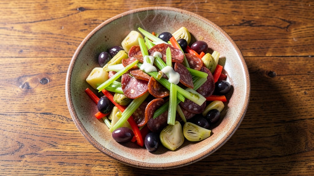 Buddy's Antipasto Salad Recipe: Crisp Celery Crowns Over Smoky Olive Oil Bliss