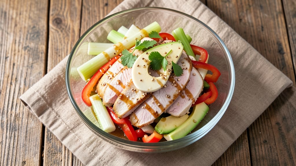 Asian Turkey Salad Recipe: Crispy Celery Crowns Over Sesame-Ginger Bliss