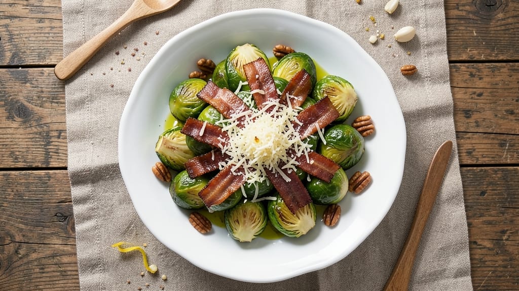 Bottega-Inspired Brussels Sprouts Salad Recipe: Crispy Crowns Over Smoky Garlic Parmesan Bliss