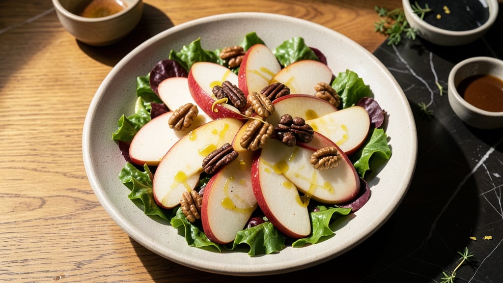 Apple Pear Walnut Salad Recipe: Crunchy Nutty Sweetness With Herbed Creaminess