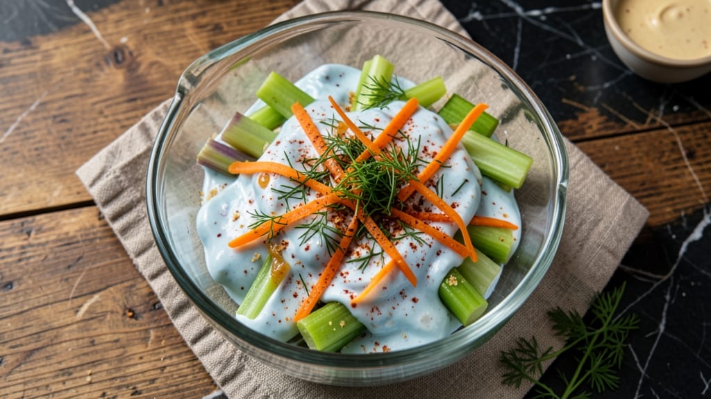 Blue Bayou Salad Recipe: Crispy Celery Crowns Over Smoky Cream Cheese Bliss