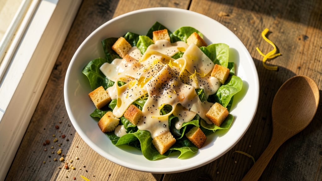 Caesar Salad with Asiago Recipe: Shaved Cheese Luxury Over Crispy Croutons