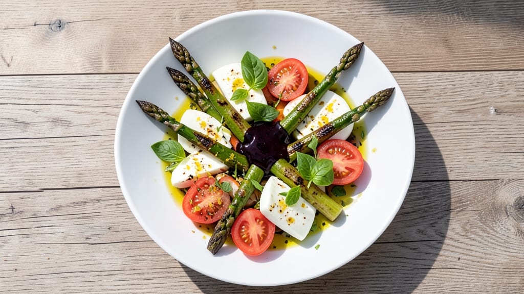 Asparagus Caprese Salad Recipe: Crisp Grilled Asparagus Meets Mozzarella Bliss