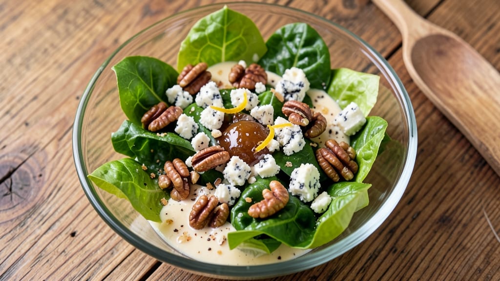 Blue Cheese and Walnut Salad Recipe: Crunchy Nutty Bites Over Tangy Cream Dressing