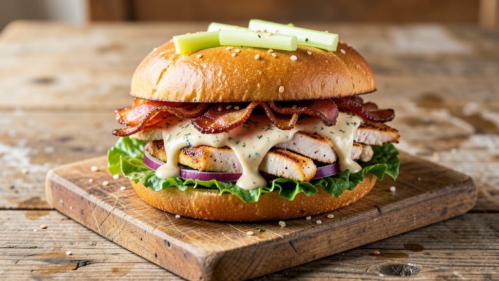 Bacon Ranch Chicken Salad Sandwiches Recipe: Crispy Celery Crowns Over Smoky Cream Cheese Bliss