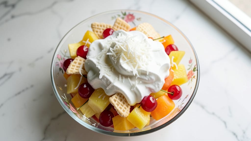Ambrosia Salad Recipe With Cool Whip and Fruit Cocktail: Layered Sweetness That Rivals Dessert