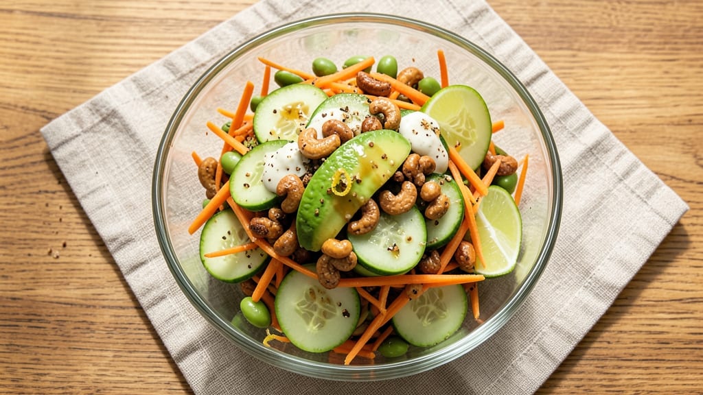Asian Cashew Salad Recipe: Crunchy Nutty Bites Over Tangy Lime Dressing