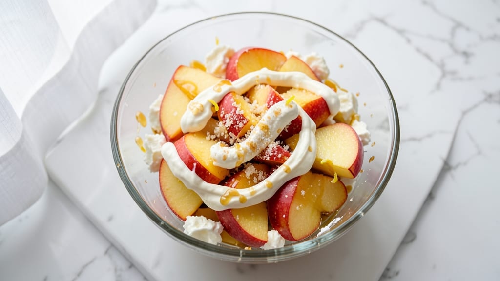 Apple Salad Dessert Recipe: Caramelized Apple Crunch Meets Vanilla Cream Cheese Bliss