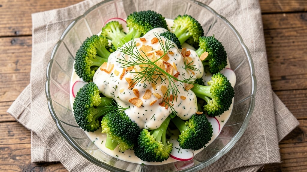 Broccoli Salad Supreme Recipe: Creamy Herb Dressing with Toasted Almond Crunch