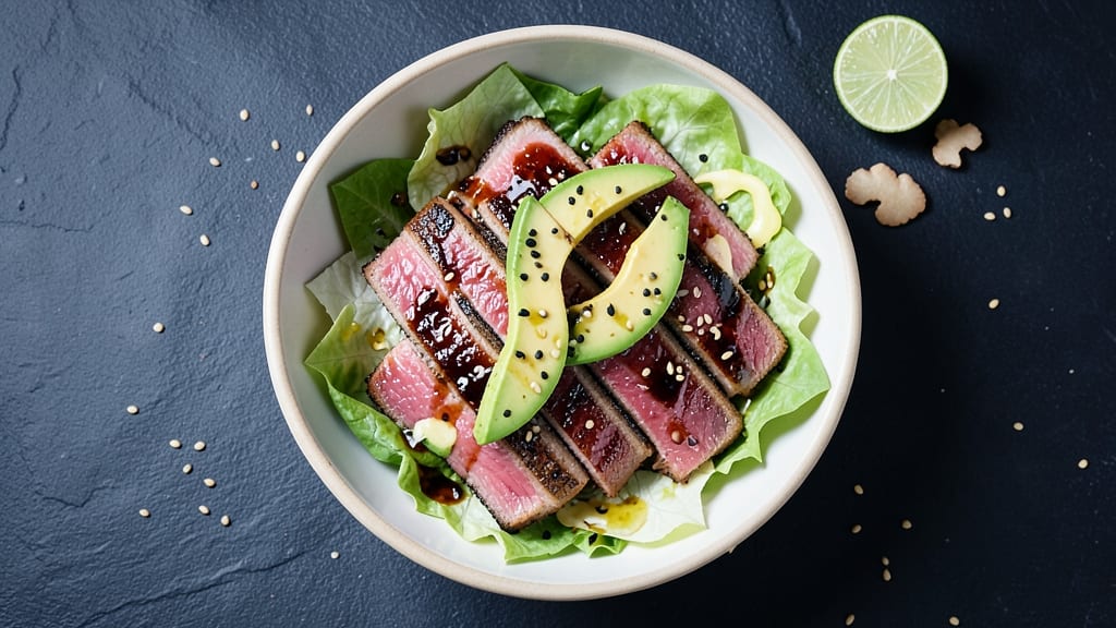 BJ's Seared Ahi Salad Recipe: Smoky Sesame Crust Meets Creamy Avocado Bliss