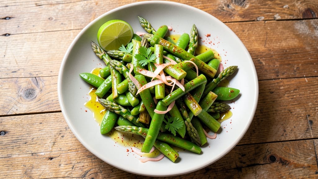 Asparagus and Snow Pea Salad Recipe: Crunchy Green Bites with Lime-Zinger Dressing