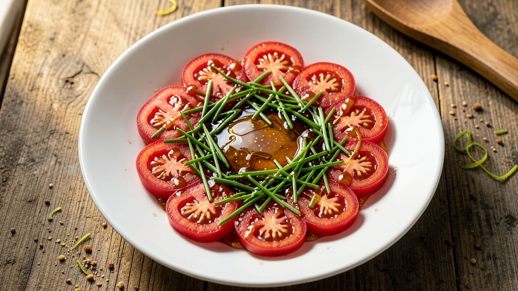 Asian Tomato Salad Recipe: Umami Bomb With Crispy Garlic Chives