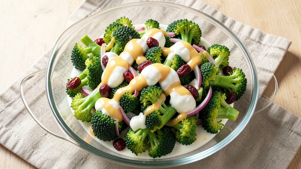 Broccoli Salad Recipe with Sour Cream: Crispy Roasted Florets Over Tangy Cream Cheese Bliss