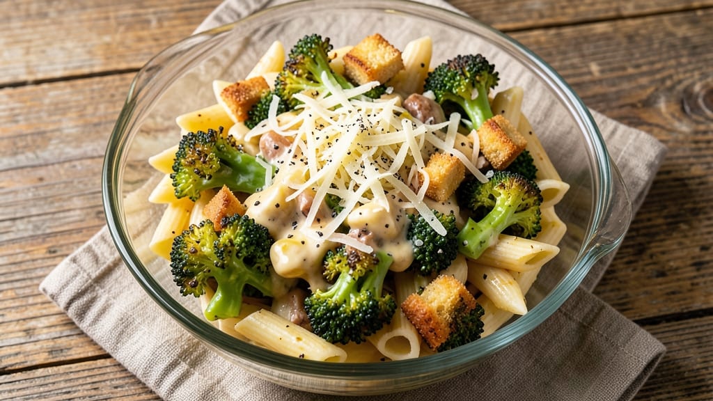Broccoli Caesar Pasta Salad Recipe: Crispy Broccoli and Parmesan-Packed Protein Powerhouse