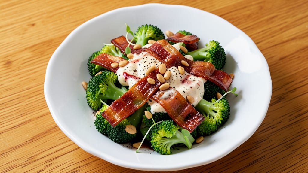 Boiled Broccoli Salad Recipe: Crisp-Topped Creaminess With Warm Bacon Bites