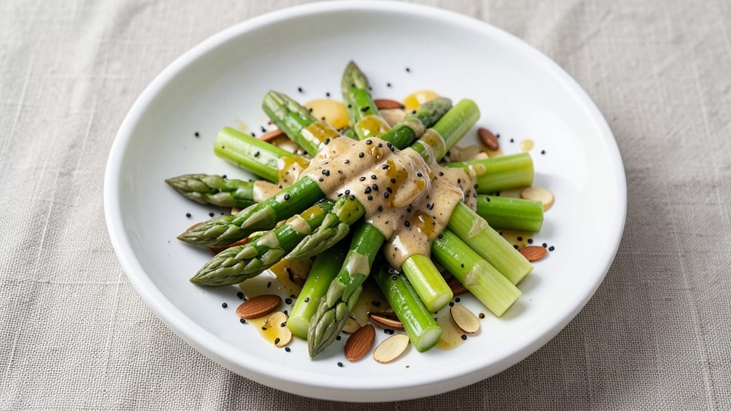Asian Asparagus Salad Recipe: Crispy Blanched Stems With Sesame-Ginger Dressing