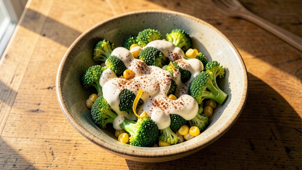 Broccoli and Corn Salad Recipe: Sweet & Smoky Creamy Herb Bliss