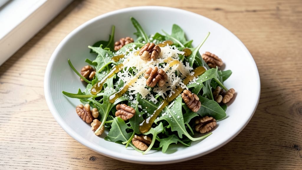 Arugula Side Salad Recipe: Peppery Greens With Crispy Toasted Nuts