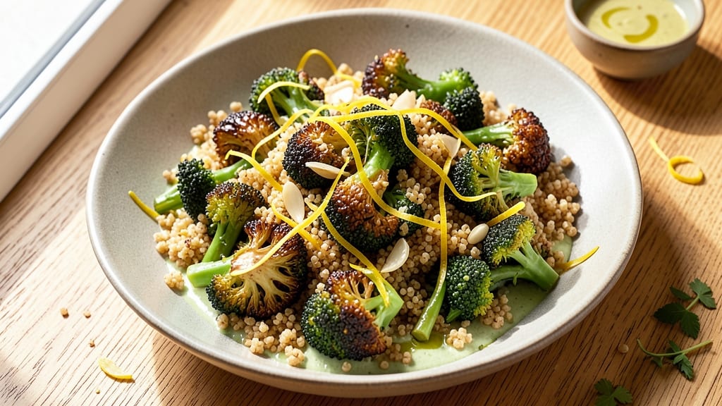 Broccoli Couscous Salad Recipe: Bright Herb Vinaigrette with Crispy Roasted Broccoli