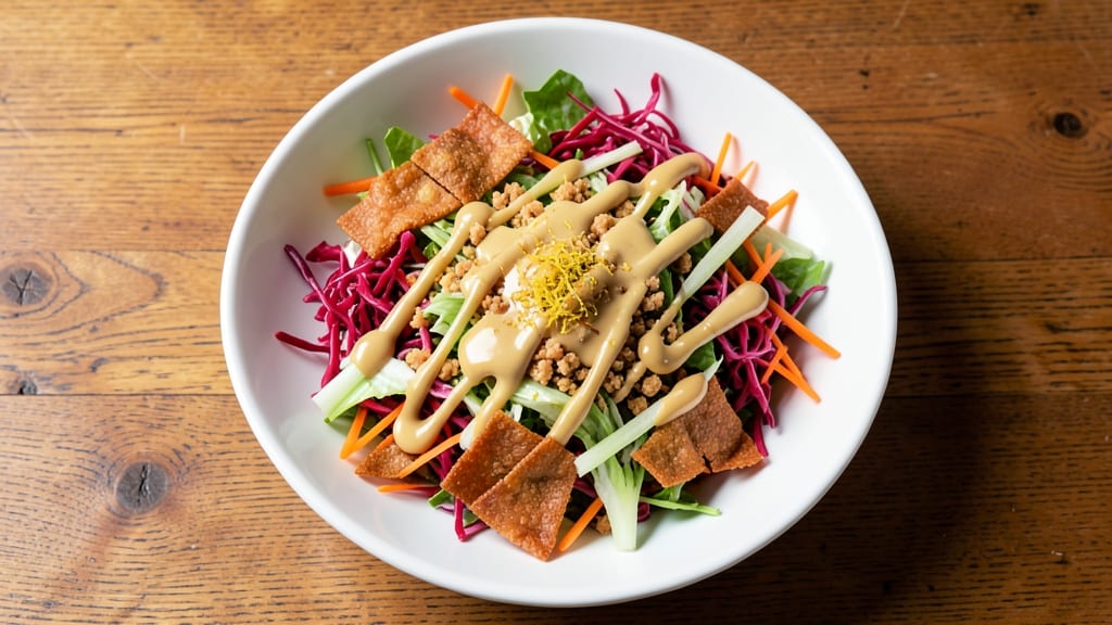 California Pizza Thai Crunch Salad Recipe: Crispy Celery Crowns Over Creamy Peanut-Lime Bliss