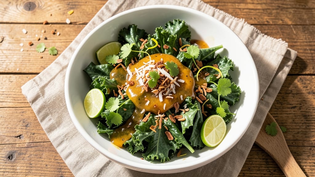 Brazilian Kale Salad Recipe: Tropical Citrus and Crunchy Coconut Magic
