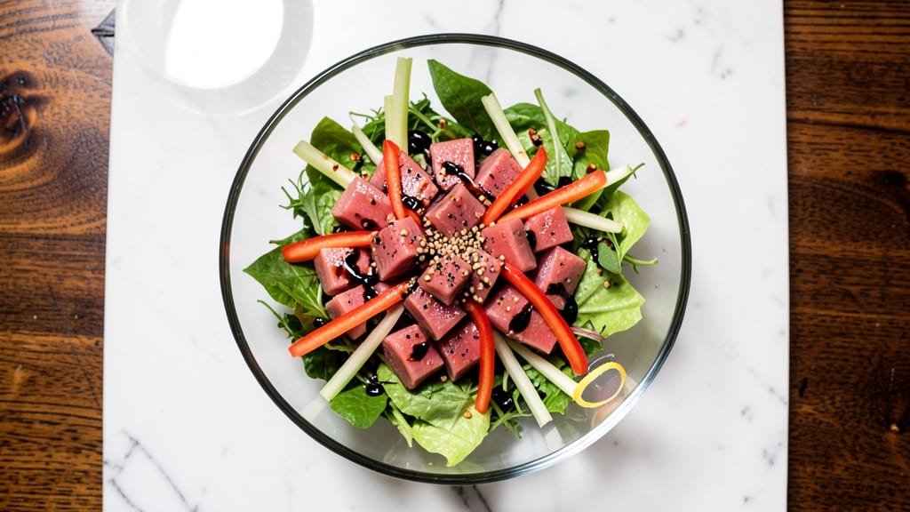 Bj's Brewhouse Ahi Tuna Salad Recipe: Smoky Soy-Ginger Dressing Over Crisp Celery Crowns