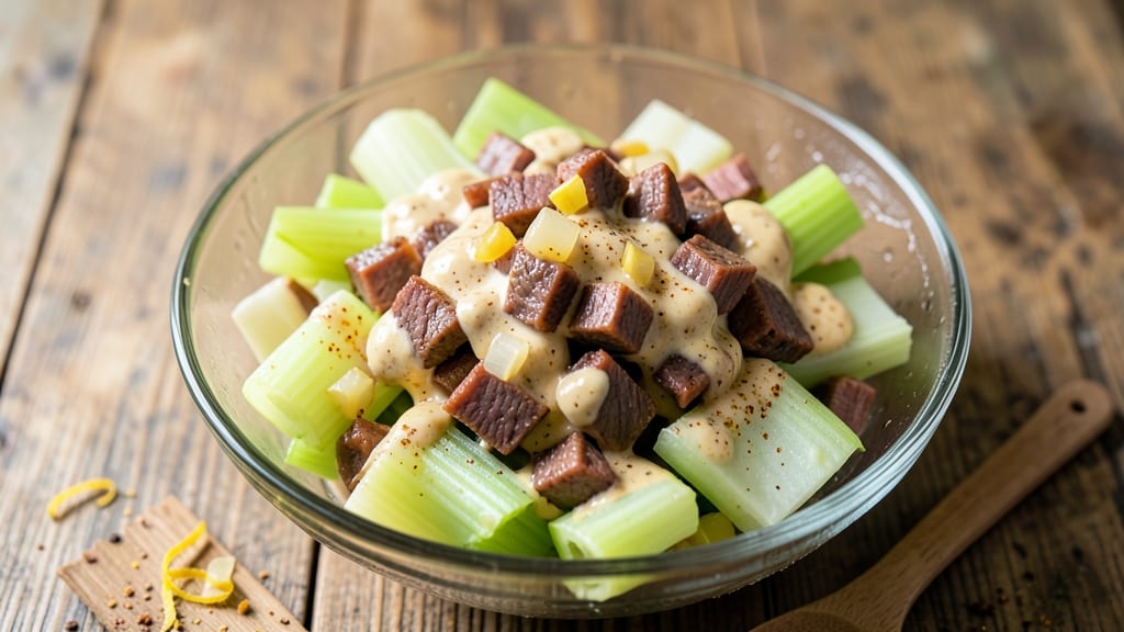 Canned Corned Beef Salad Recipe: Crisp Celery Crowns Over Smoky Mustard Bliss