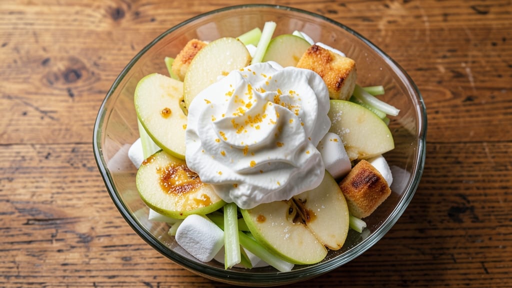 Apple Fluff Salad Recipe: Celery Crowns Crunch Over Sweet Apple Cream Cheese Layers