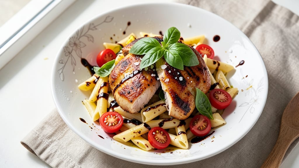 Balsamic Chicken Pasta Salad Recipe: Sweet-Tangy Vinaigrette Over Al Dente Noodles