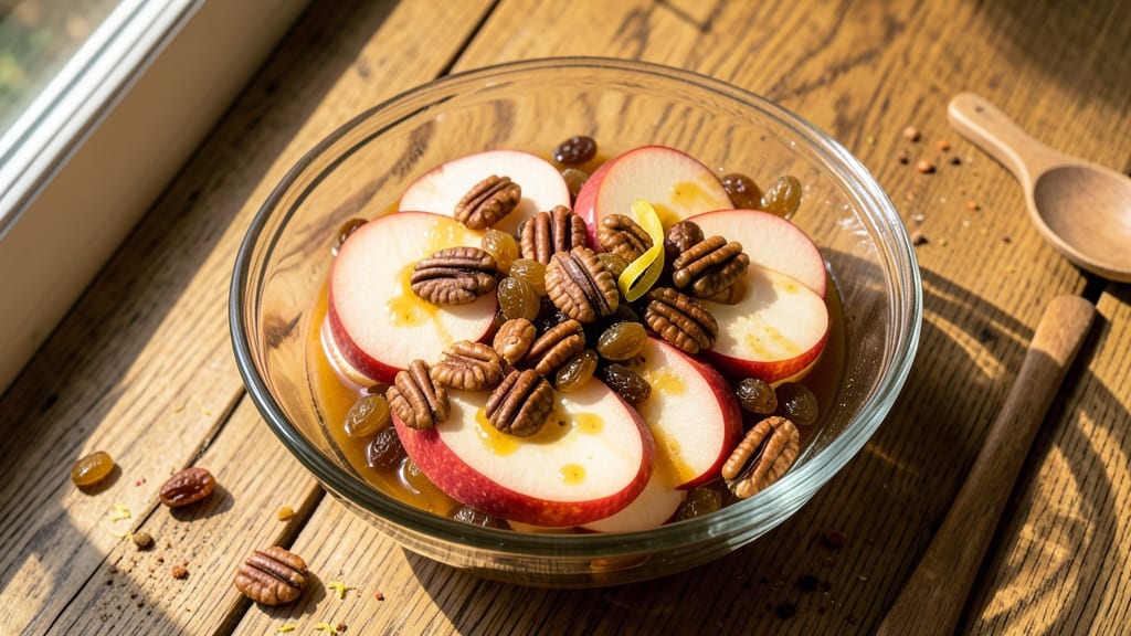 Apple Salad With Pecans And Raisins Recipe: Warm Spiced Honey Dressing Magic