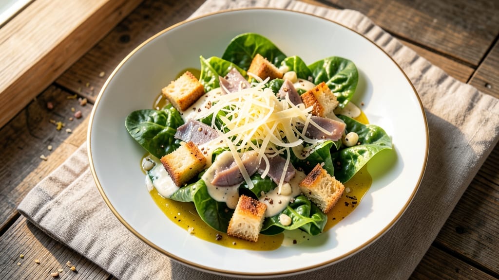 Caesar Salad Recipe: Crispy Croutons and Creamy Garlic Anchovy Dressing