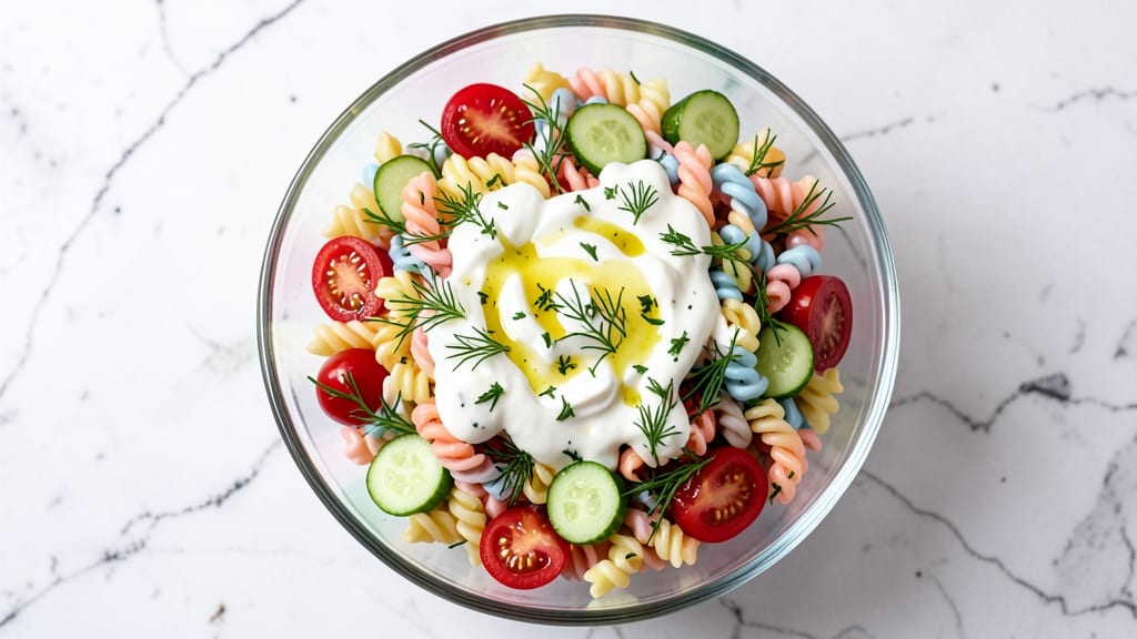 Baby Shower Pasta Salad Recipe: Festive Rainbow Noodles With Creamy Herb Dressing
