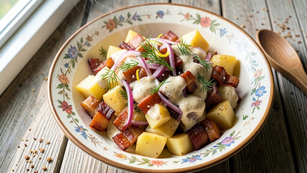 Old-Fashioned German Potato Salad Recipe With Bacon: Smoky Crunch Meets Creamy Mustard Bliss