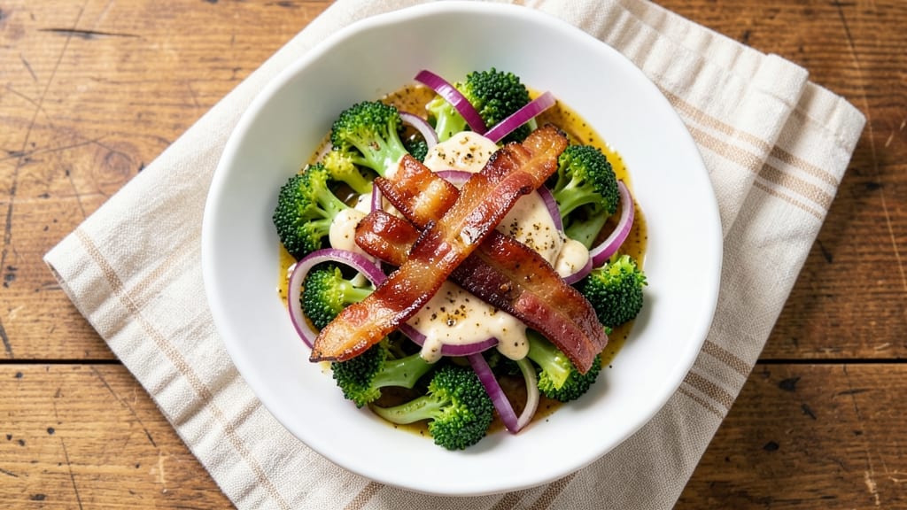 Broccoli Bacon Red Onion Salad Recipe: Crispy Bites and Sweet Onion Tang