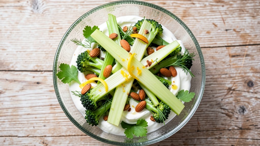 Broccoli Stem Salad Recipe: Crunchy Celery Crowns Over Creamy Herb Dressing Bliss