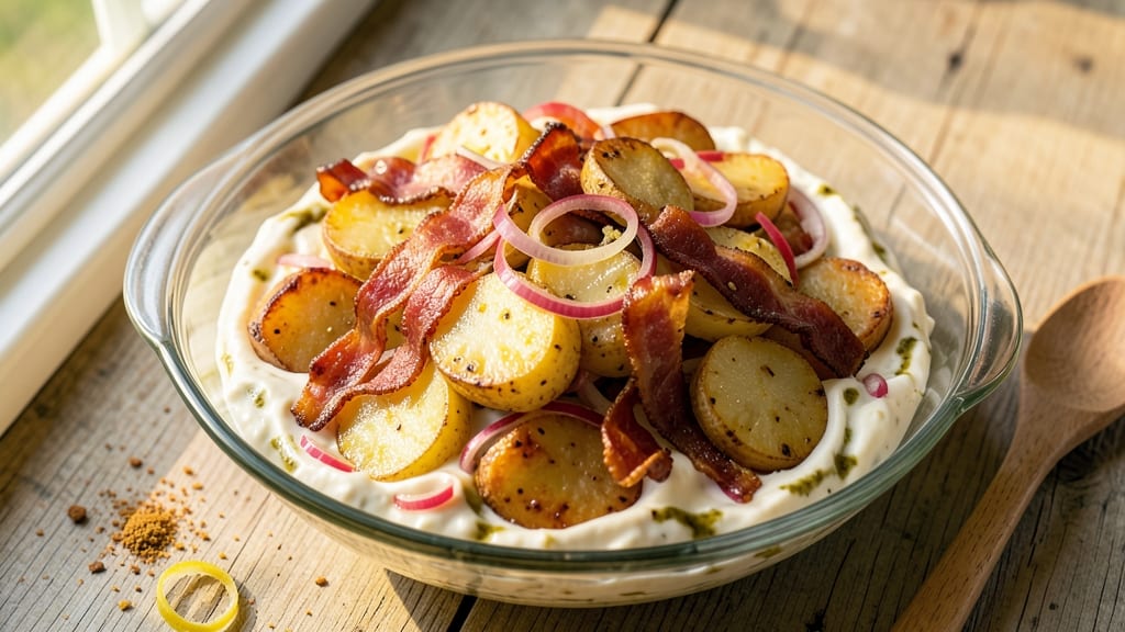 Dolly Parton-Inspired Potato Salad Recipe With Heavy Cream: Smoky Bacon and Sweet Onion Bliss