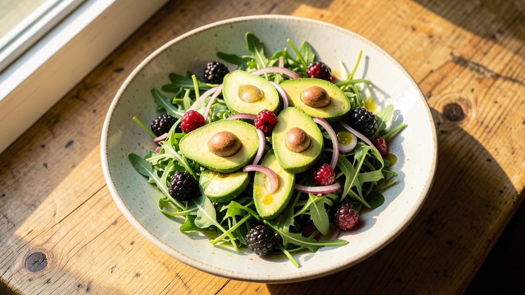 Blackberry Avocado Arugula Salad Recipe: Sweet-Tart Balance With Creamy Avocado Zing