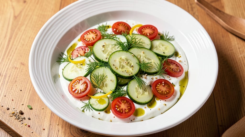 Taziki's Cucumber Tomato Salad Recipe: Crisp Celery Crowns Over Cool Yogurt Bliss
