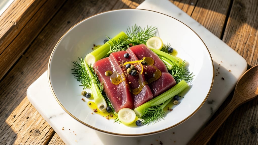 Bluefin Tuna Salad Recipe: Ultra-Luxurious Bite With Crisp Celery Crowns