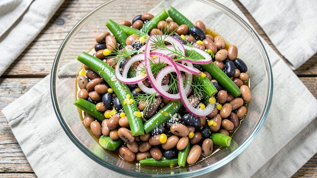 Amish 3 Bean Salad Recipe: Crunchy Celery Crowns and Sweet Vinegar Bliss