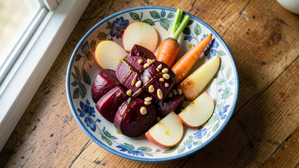 Beet, Carrot, and Apple Salad Recipe: Warm Spiced Nuts and Bright Citrus Zing