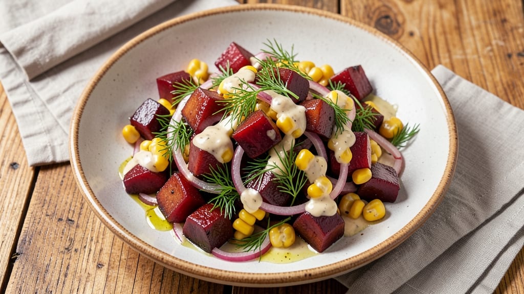 Beet and Corn Salad Recipe: Sweet Earthy Crunch With Creamy Herb Dressing